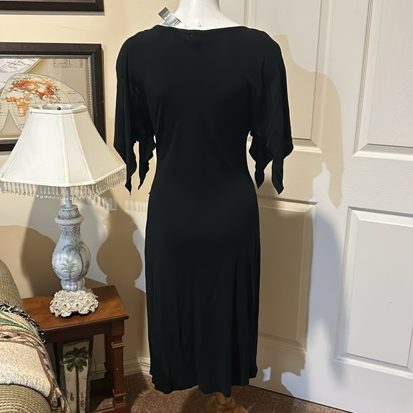 Laundry by Shelli Segal Black Midi Stretch Dress. Size 10. Missing belt - Picture 4 of 10